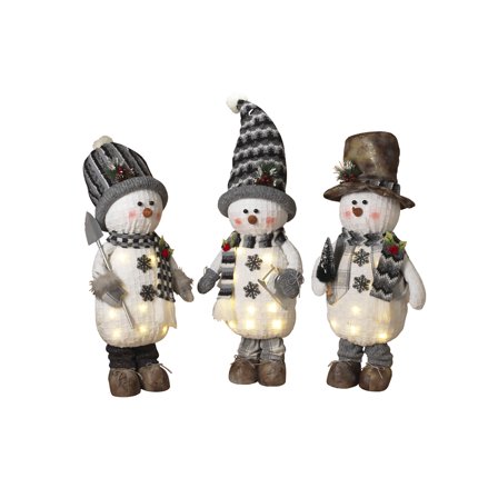 22" Tall Lighted Christmas Snowman Holiday Figurine 3 Pc Assorted Set