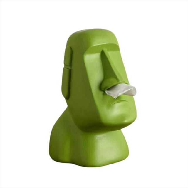 Estatua de Piedra de la Isla de Pascua Caja de Toallas de Papel Decoración del Hogar Estatua Decoración Retro para la Sala de Estar Accesorios para el Hogar D