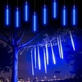 thumbnail image 5 of Luces de lluvia de meteoritos de 50 cm para exteriores, carámbanos, luces navideñas, 8 tubos, 288 luces LED, luces de carámbanos, luces de nieve que caen, luces de gotas de lluvia para árboles, 5 of 5