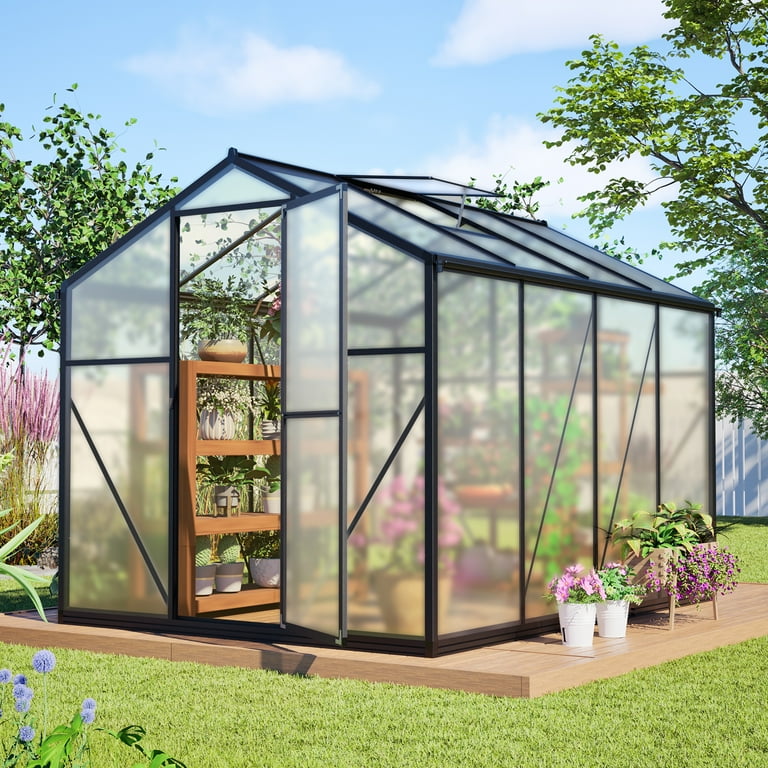 LZBEITEM Outdoor 6'x8' Wall-in Greenhouse Polycarbonate Aluminum