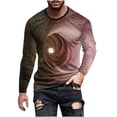 thumbnail image 2 of Blusas y camisas de manga larga con cuello redondo para hombre, blusa informal de manga larga con cuello redondo y estampado de rayas, blusa de poliéster para hombre, 2 of 5