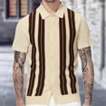 thumbnail image 7 of WREESH Men's Summer Button Down Shirts Short Knitted Loose Casual Outdoor Striped Shirts for Men's Stylish Short Sleeve Tops Beige, 7 of 7