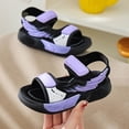 thumbnail image 4 of Dakaela 2-8Y Boys Girls Sandals Summer Athletic Hiking Beach Water Shoes Outdoor Open Toe Fashion Sneakers with Double Hook and Loops Purple, 4 of 8