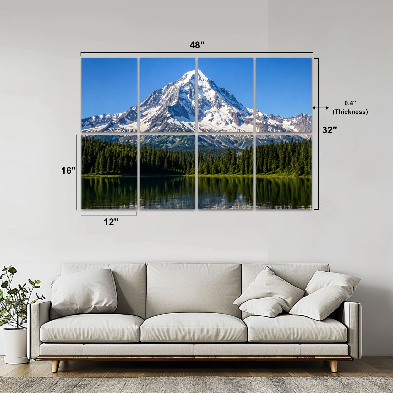 8 Pack Art Acoustic Panels Sound Absorbing Mt Rainier black white Decorative Soundproof Wall Panels Self Adhesive for Nursery Game Room Bedroom 48"x32"
