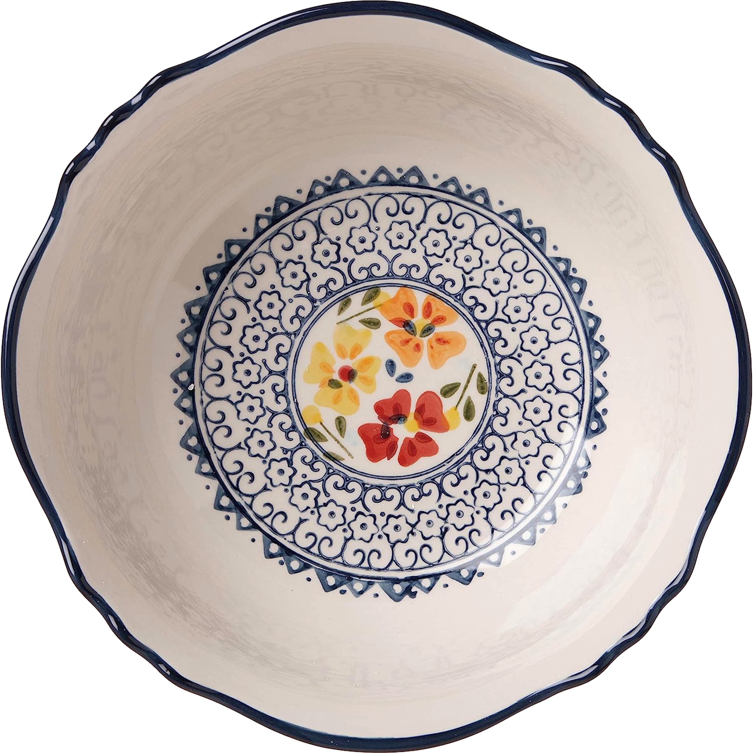 Gibson Elite Luxenbourg 2 Piece Floral Hand Painted Round Stoneware Bowl Set