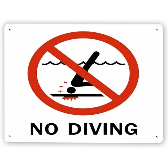 Man Cave Decor Warning Sign,pool Marker No Diving,traffic Sign Road Sign Business Sign 12x8 Inch Metal Tin Sign Vintage