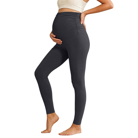 MEZZALL Women Maternity Pregnant Yoga Pants Solid Color High Waisted Seamless Pregnant Base Pants Tight Fitting Sports Pregnant Pants Relaxed Fit Trousers