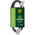 thumbnail image 1 of LAICAIW 3 Ft Lighted Outdoor Extension Cord-12/3 SJTW Heavy Duty Black Extension Cable with 3 Prong Grounded Plug-15 Amp Power Cord for Lawn, Garden, Appliances, 1 of 6