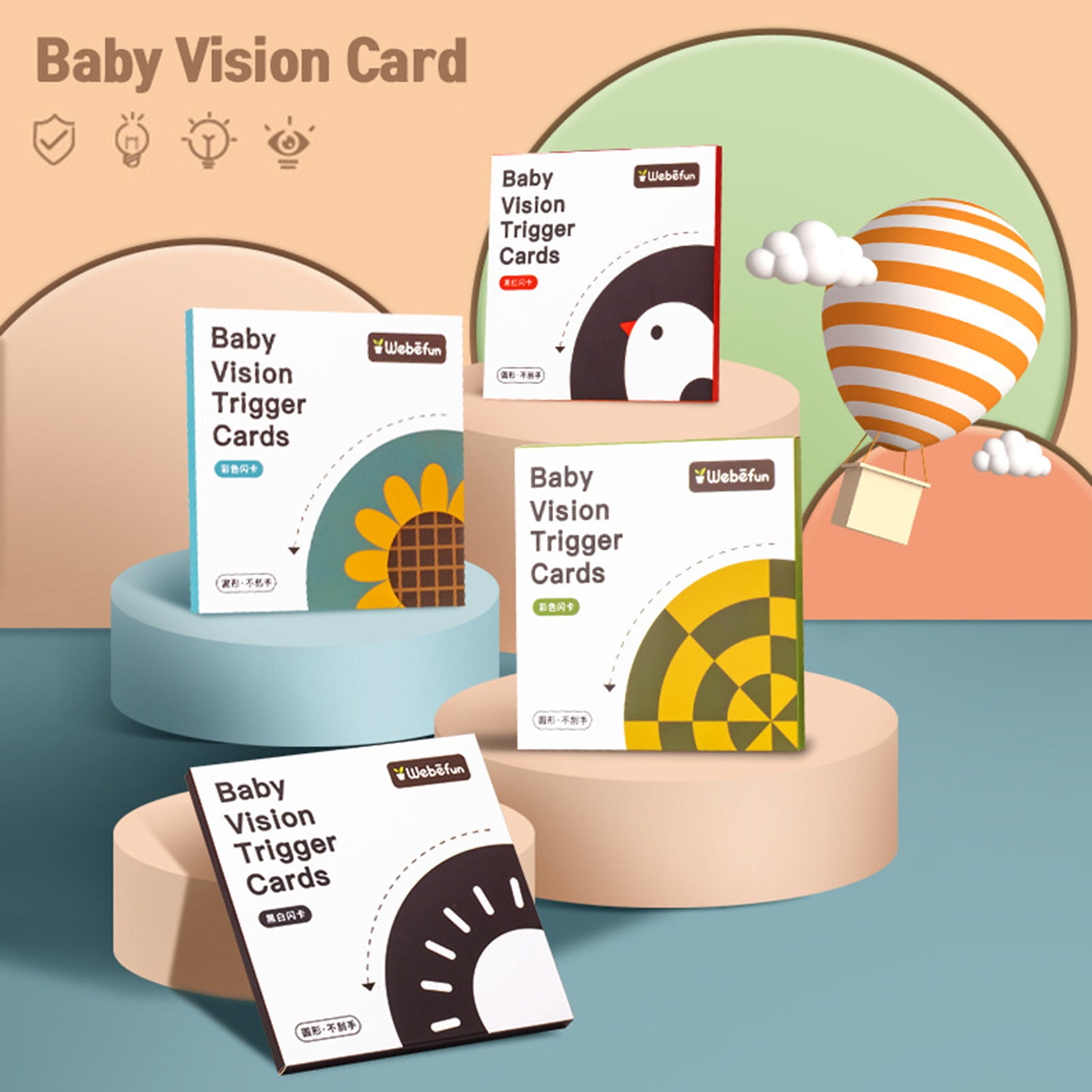 HYDa 18Pcs Baby Educational Flashcards Mini Round Reusable Rich Content  Comfortable Grip Multipurpose Preschool Cognition Paper Baby Vision Trigger  Cards Educate Toy 