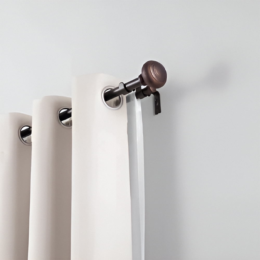 Mainstays 3/4" and 5/8" Oil Rubbed Bronze Hawthorne Knob Adjustable Double Curtain Rod Set, 30-84"