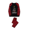thumbnail image 4 of Elippeo Christmas Family Pajamas Matching Set Letter Print Long Sleeve Tops and Plaid Pants Sleepwear, 4 of 10
