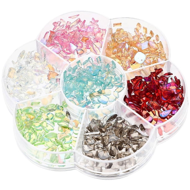 1 Box of Nail Crystal Ornament Multi Shapes Flat Back Nail Art Crystals Decor
