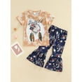 thumbnail image 2 of Kiapeise Toddler Kids Baby Girl Summer Clothing Sweet Wind Chimes Flowers Print Short Sleeve Tops+Long Flared Pants Trousers, 2 of 9