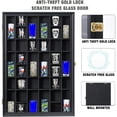 thumbnail image 4 of Shot Glass Display Case Wooden Cabinet Rack Holder Wall Mounted Black Shadow Box Lockable with UV Protection Acrylic Glass Door Shot Glass Collection Display with Removable Shelves, 18"x26", 36 Slots, 4 of 6