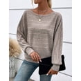 thumbnail image 2 of Cogild Ribbed Knit Pullover Striped Sweaters for Womens Lightweight Shirts for Ladies Long Sleeves Crewneck Design Cozy Oversized Tops, 2 of 7
