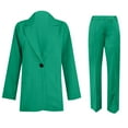 thumbnail image 4 of Lady 2 Piece Outfit Sets Casual Oversized New Trendy Women Blazer Suit Set Solid Color Dressy Casual Long Sleeve Cardigan Coat with Long Pants Outfits Green 4XL, 4 of 5