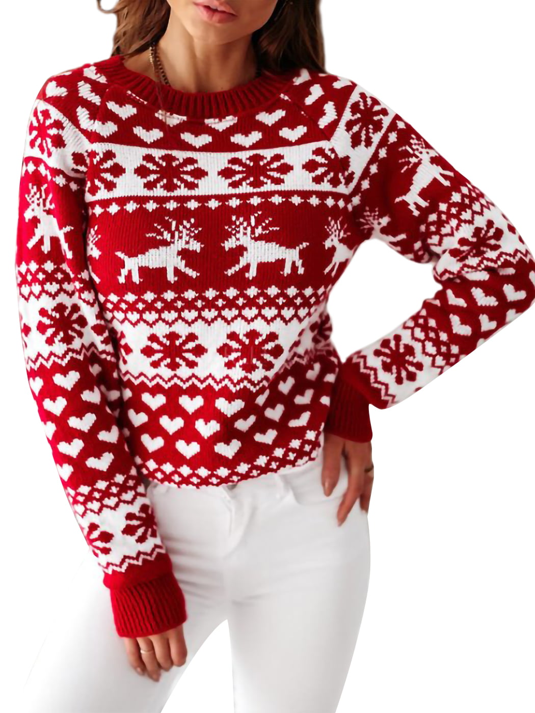 Christmas Long Sleeve Shirts for Women Trendy Vintage Reindeer Graphic Hoodies Thin Cowl Neck Sweater Top with Pockets