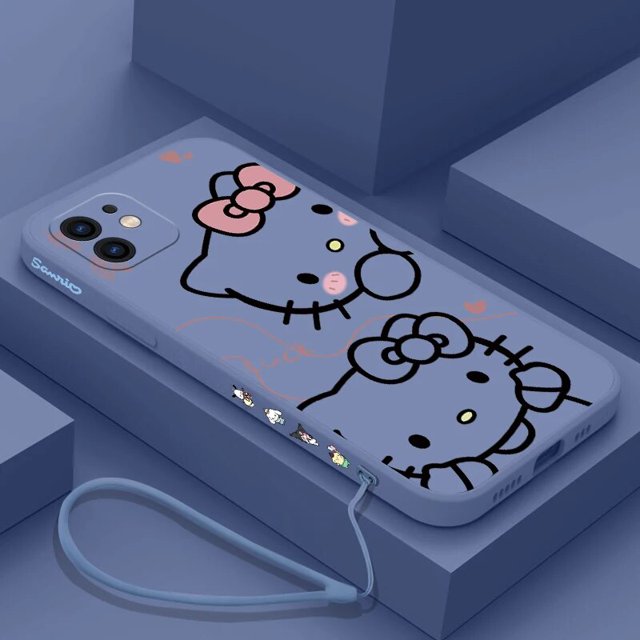 Cute Hello Kitty Phone Case For iPhone 15 14 13 12 11 Pro Max Mini X XR XSMAX SE 8 7 6S Plus Soft Liquid Silicone Cover RJ