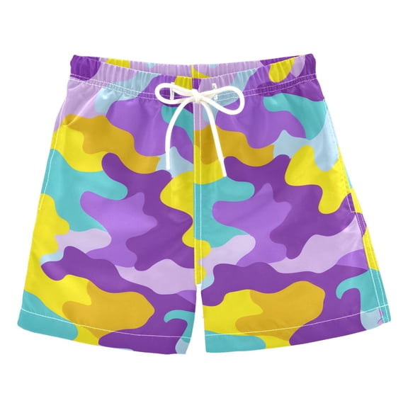 Colorful Camouflage Pattern Swim Trunks Quick Dry Beach Pool Board Shorts Lightweight Stylish Print Sizes 2T to XL