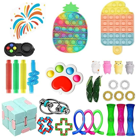 FFIY Cheap TIK Tok Fidget Toys Set, Children Decompression Toys Kit, Early Learning Stress Relief Toys Set, Sensory Therapy Toys for ADHD Stress Anxiety, Gifts for Kids&Adults with Autism (PCS4)