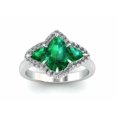 thumbnail image 4 of HeartsAndYou 2ct Pear Natural Emerald Diamond Ring Halo Trilogy Solitaire 14k REAL White Gold, 4 of 9