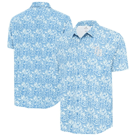 Men's Antigua Powder Blue Tampa Bay Rays Resort Button-Up Shirt