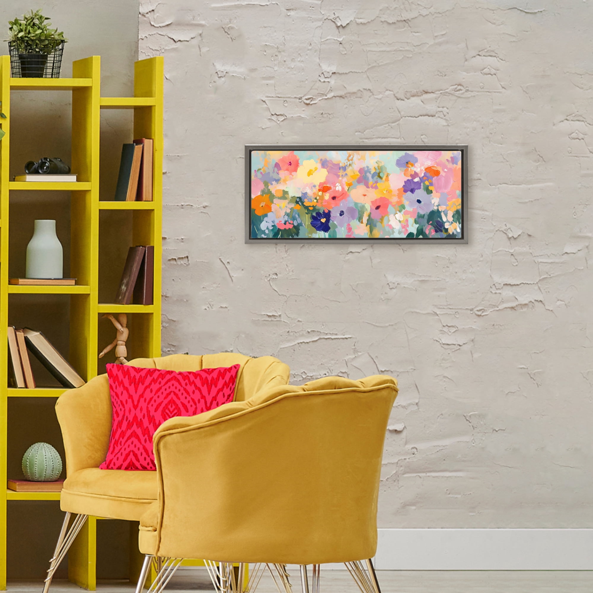 Stupell Industries Colorful Garden Variations Gray Framed Floater Canvas Wall Art, design by Creative Studio