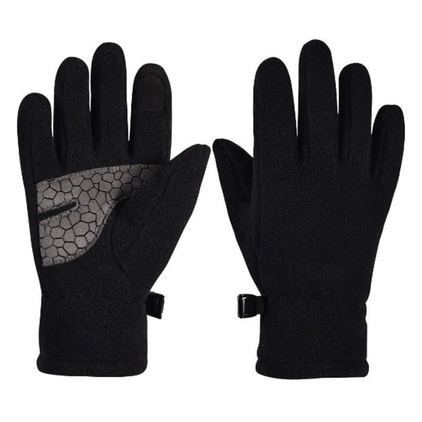 Guantes térmicos gruesos y cálidos de invierno con dedos completos para correr, esquiar y deportes al aire libre, color negro, talla L/XL