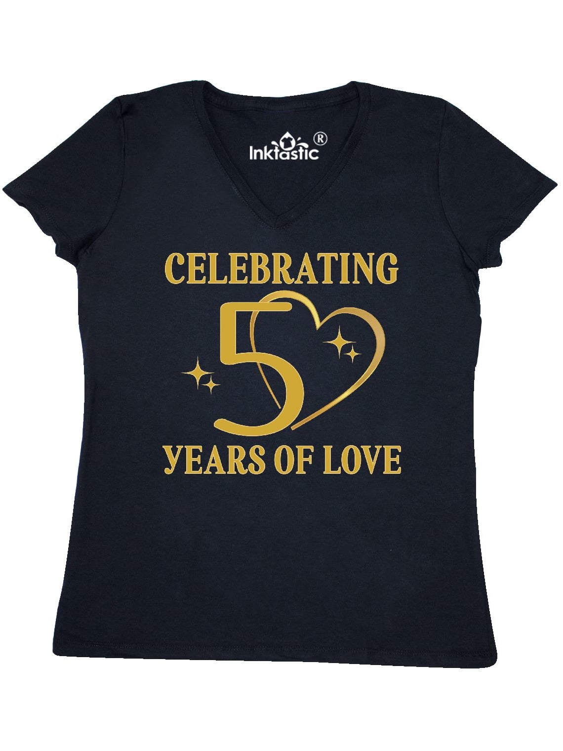 Inktastic 50th Wedding Anniversary T 50 Years Womens V Neck T