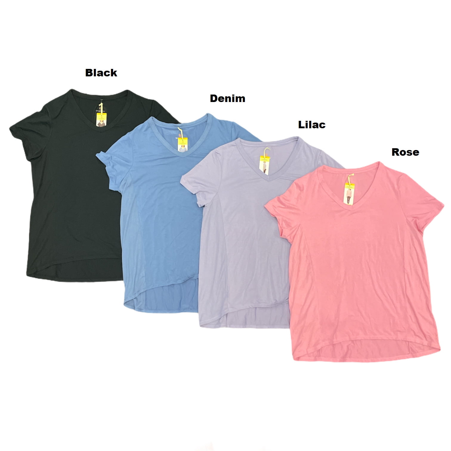 Tangerine Women's Short Sleeve Super Soft VNeck Active Tee Top (Denim