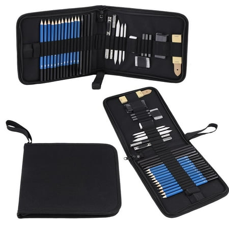 Anauto 33pcs H&B Sketching Pencils Drawing and Sketch Kit Set with Erasers Charcoal Stick Sharpener, Sketch Pencil, Drawing