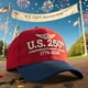 thumbnail image 4 of Almacenamiento y organización de gorras, gorra de béisbol lavada con el 250.º aniversario de EE. UU., gorra de béisbol patriótica ajustada con la bandera de EE. UU., celebración del 250.º aniversario,, 4 of 7