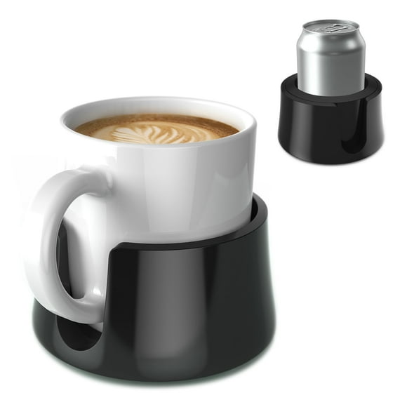 Hit Products Tablecoaster - Original Anti-Spill Table And Desk Cup Holder, Jet Black - Rv And Boat Drink Holder, A Tip-Proof Coaster With Tacky Base And Walled Profile To Prevent Spilled Drinks