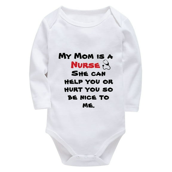 My Mom Is A Nurse Baby Clothing Unisex Long Sleeve Baby Boy Outfit White Baby Onsies0-3 Months Neutral