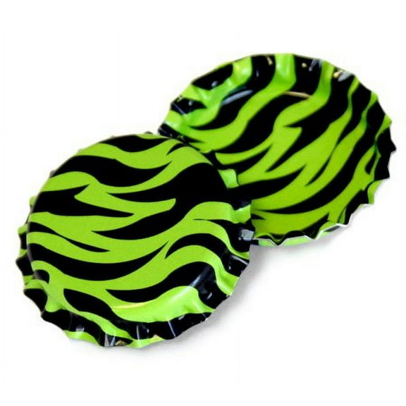 50 Lime Green Zebra Safari Bottle Caps Colors Craft Linerless