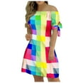 thumbnail image 2 of SMihono Robe Maxi Bohème d'Été pour Femmes Grande Taille Mode Féminine Manches Courtes Imprimé Fleurs Robe Pull Plage Robe d'Été, 2 of 6