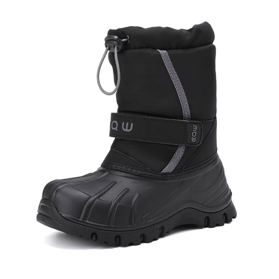 EQW Kids Waterproof Snow Winter Boots for Boys Girls Toddler Little Big Kid, Drawstring Non‑Slip Rubber Sole