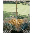 thumbnail image 2 of Outdoor Tablecloth with Umbrella Hole Zipper Summer Pineapple Round Tablecloth 60" Waterproof Outside Table Cloth Brown Wood Tropical Palm Monstera Leaves Patio Table Cover Tablecloths for Picnic, 2 of 8