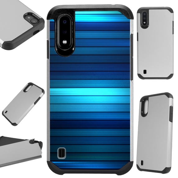 WORLD ACC Fusion Phone Case Compatible with Samsung Galaxy A01 Hybrid Cover (Blue Fence)