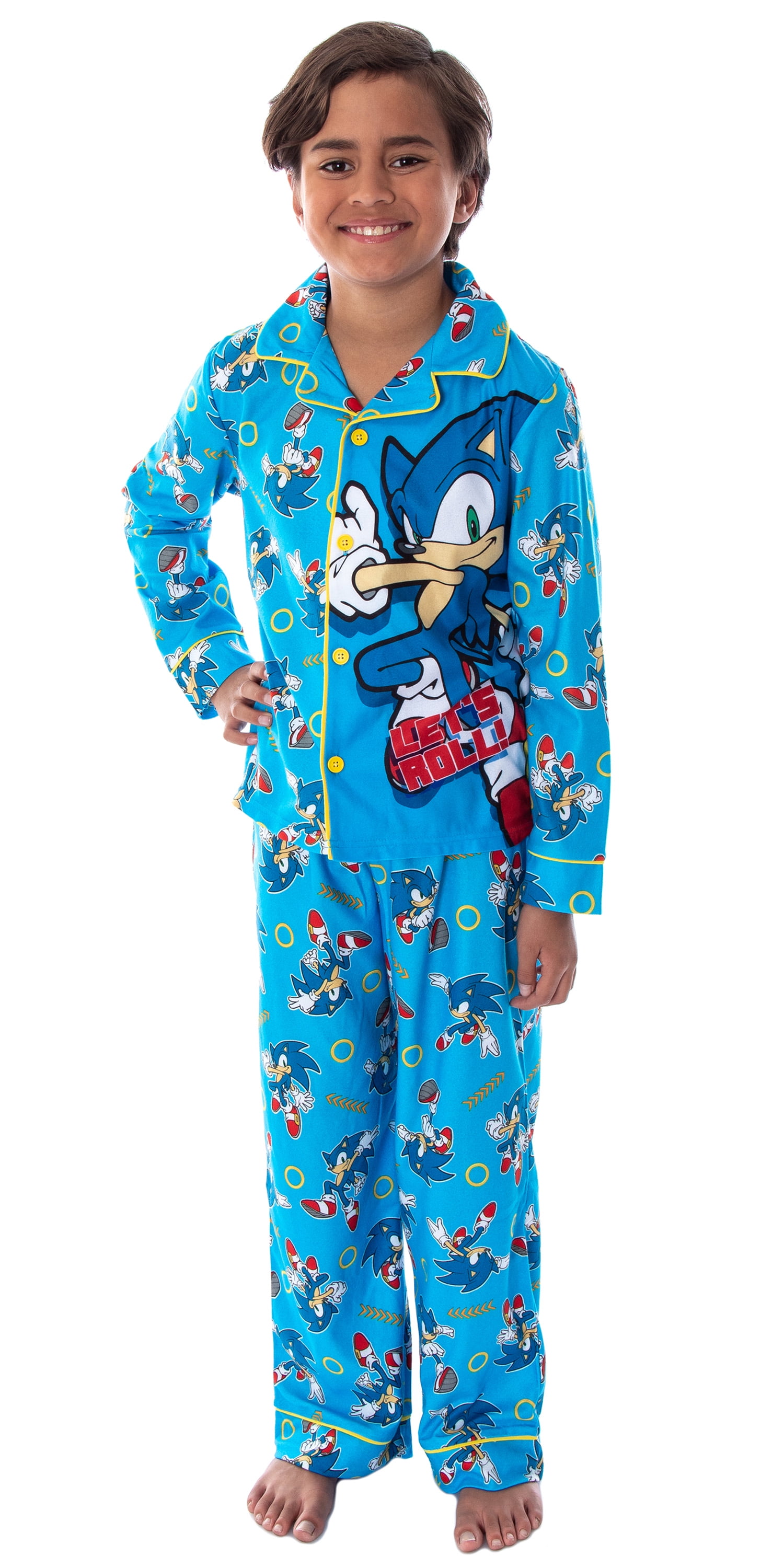 Boys' Sonic The Hedgehog Union Suit Pajamas Sleepwear Sonic Rings (X