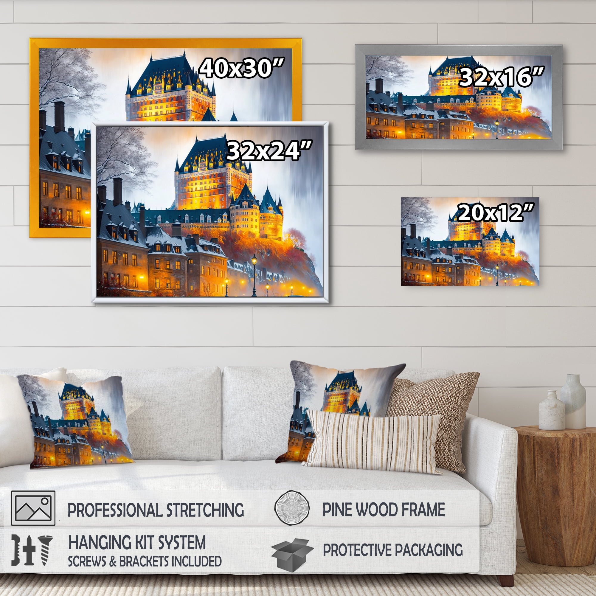Designart Chateau Frontenac In Winter V Canvas Wall Art