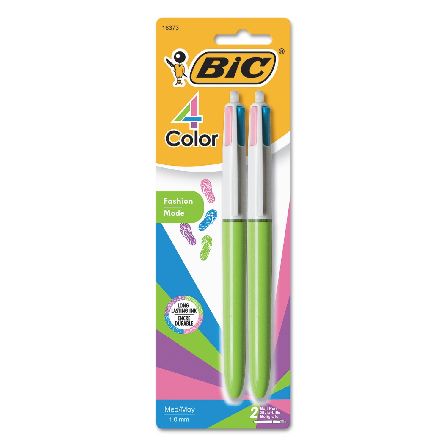 Bic 4 Colours Fun, stylo bille, 0,32 mm, 4 couleurs d'encre pastel