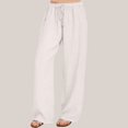 thumbnail image 3 of Birdeem Woman Solid Color Cotton and Linen Loose Casual Wide Leg Pants, 3 of 6