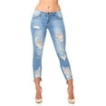 thumbnail image 1 of V.I.P.JEANS Femmes Ourlet Effiloché Ajusté Usé Déchiré Juniors Plus, 1 of 8
