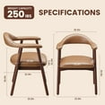 thumbnail image 4 of AFO Upholstered Dining Chairs Set of 2, Mid-Century Modern Leather Kitchen Arm Chairs with Rubberwood Frame, Brown, 4 of 10