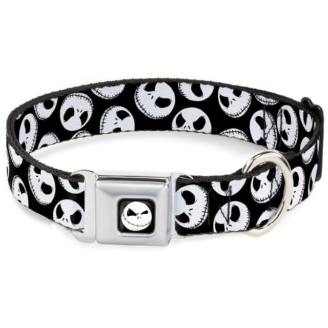 Collar Para Perro Con Hebilla Para Cinturón De Seguridad - Nbc Jack Expressions Scattered Black/White - 1.5"" De Ancho - Se Adapta A Cuello De 18-32" - Grande
