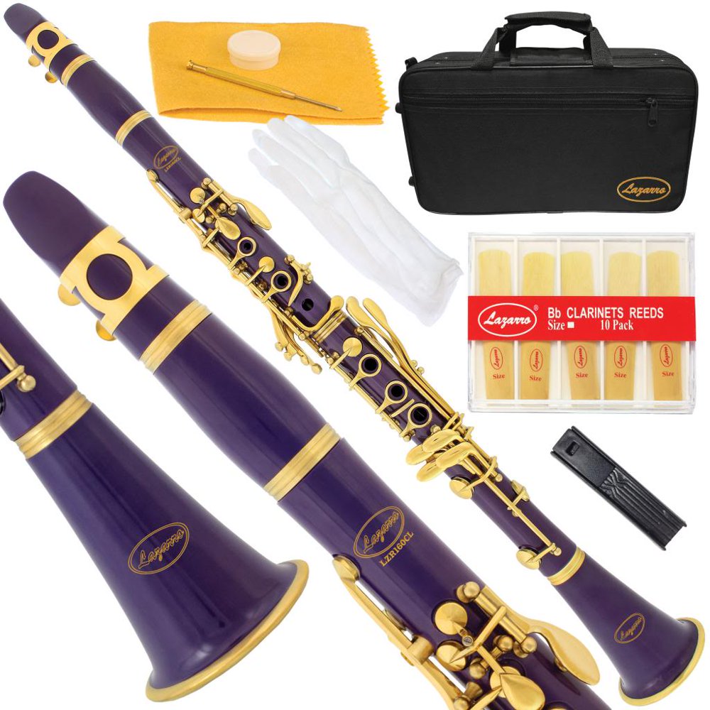 Lazarro 160PR BFlat Bb PurpleGold Keys with Case, 11 Reeds