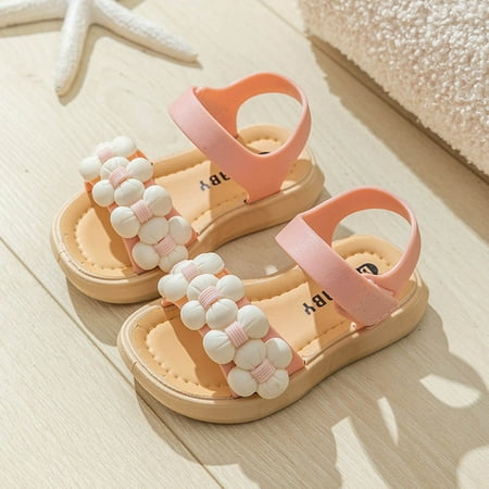 

Valentine s Day Shoes Deals Toddler Shoes Baby Girls Cute Fashion Solid Color Flowers Non-slip Soft Sole Beach Sandals Pink Sandals For Kids Size 6-9 Months