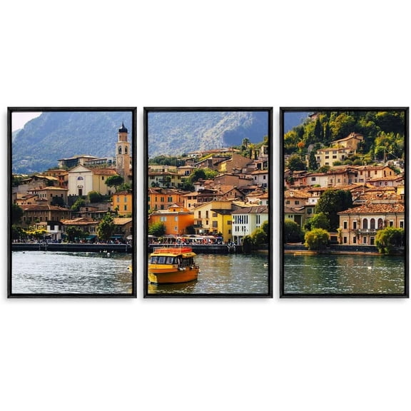 IDEA4WALL 3 Piece Framed Canvas Wall Art for Living Room, Bedroom Italy City Landscape Canvas Prints for Modern Home Decoration Ready to Hang