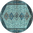 thumbnail image 1 of Ahgly Company Indoor Round Persian Light Blue Traditional Area Rugs, 4' Round, 1 of 4